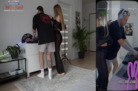 Пока парень отрывается, его девушка в прозрачном наряде шпилится с другим